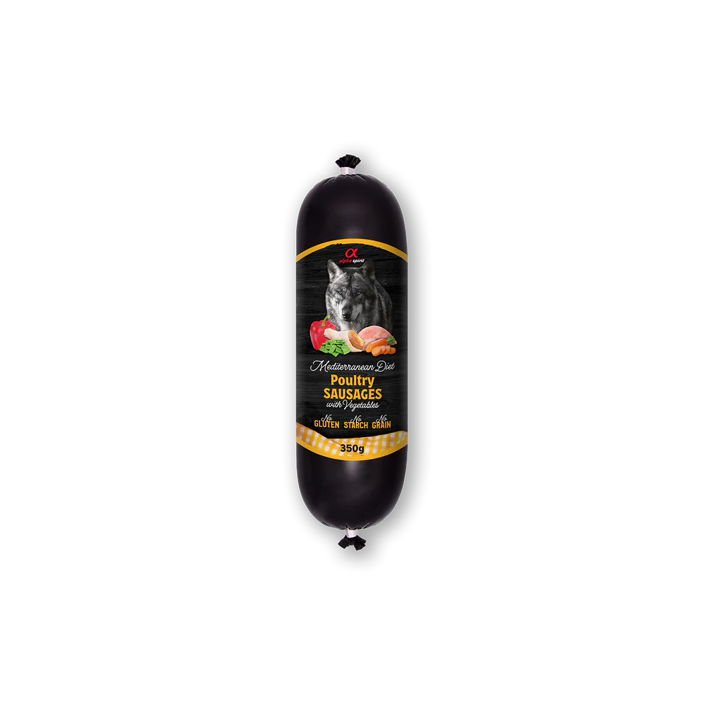 Alpha Spirit Húmedo Salchicha "Mediterranean Diet" 350 gr para perros aves de corral