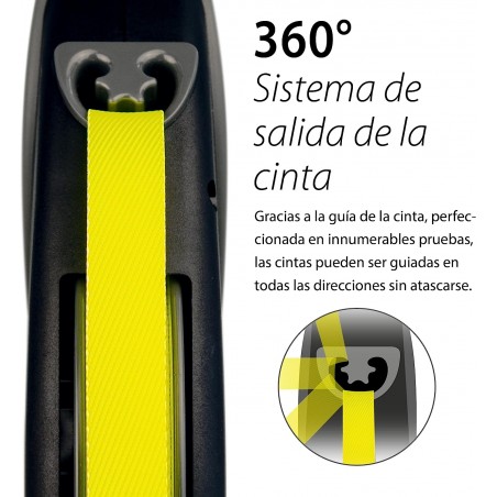Flexi Correa Extensible Neon Giant con Cinta Reflectante 8 m