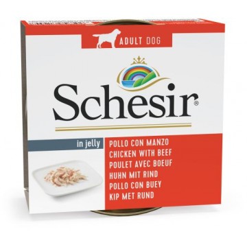 Schesir Lata Perro 150 gr pollo con buey en gelatina