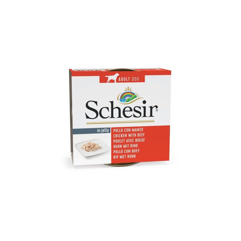Schesir Lata Perro 150 gr pollo con buey en gelatina