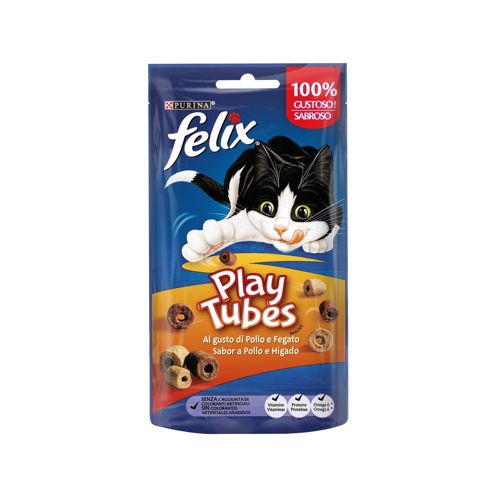 Felix Snacks para Gatos Play Tubes de Pollo e Hígado