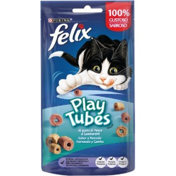 Felix Snacks para Gatos Play Tubes de Pescado Horneado y Gamba