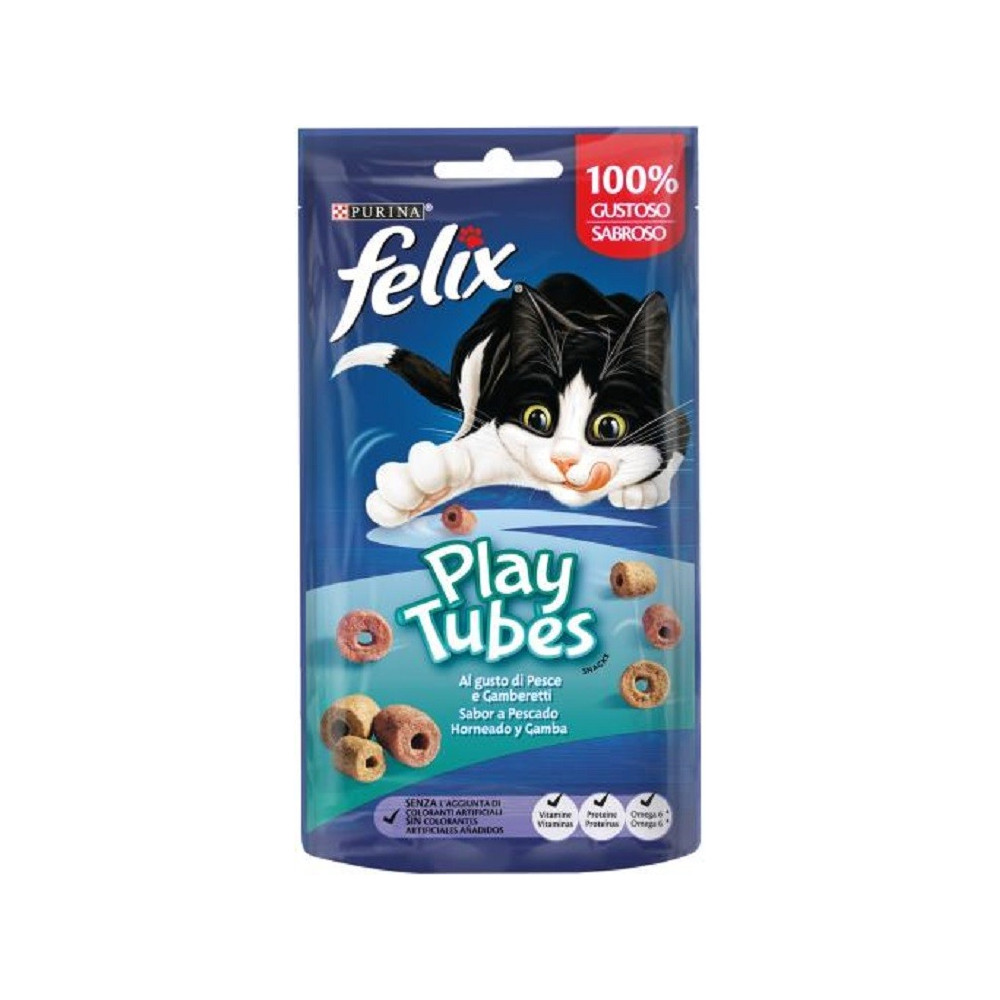 Felix Snacks para Gatos Play Tubes de Pescado Horneado y Gamba