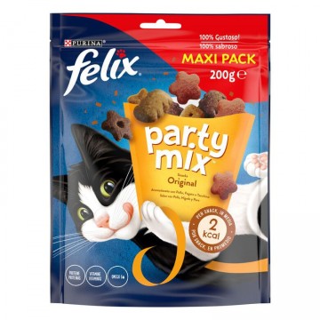 Felix Snacks para Gatos Party Mix Original Maxipack con Pollo, Hígado y Pavo