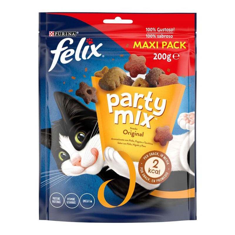 Felix Snacks para Gatos Party Mix Original Maxipack con Pollo, Hígado y Pavo
