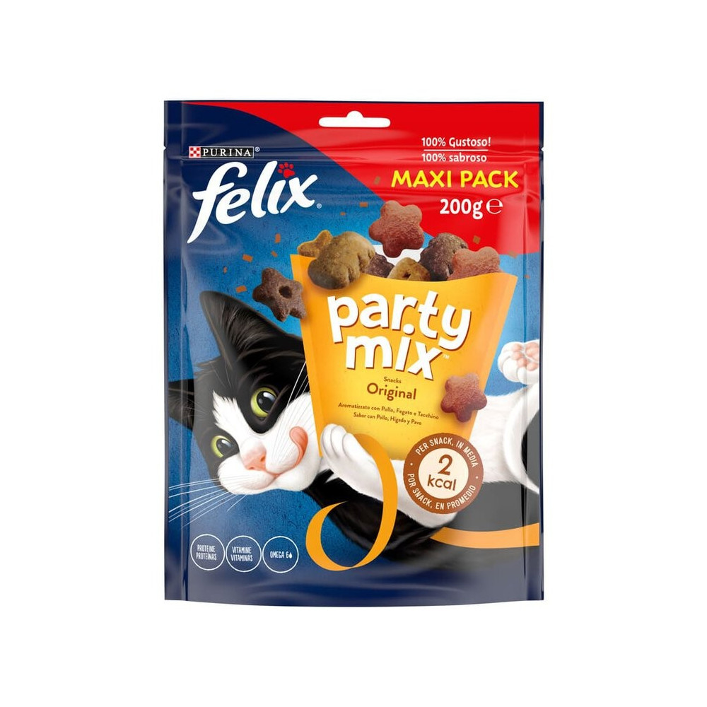 Felix Snacks para Gatos Party Mix Original Maxipack con Pollo, Hígado y Pavo
