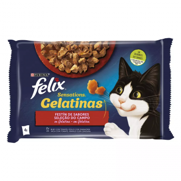 Felix Sensations sobres en Gelatina de Buey con Pollo y Tomate