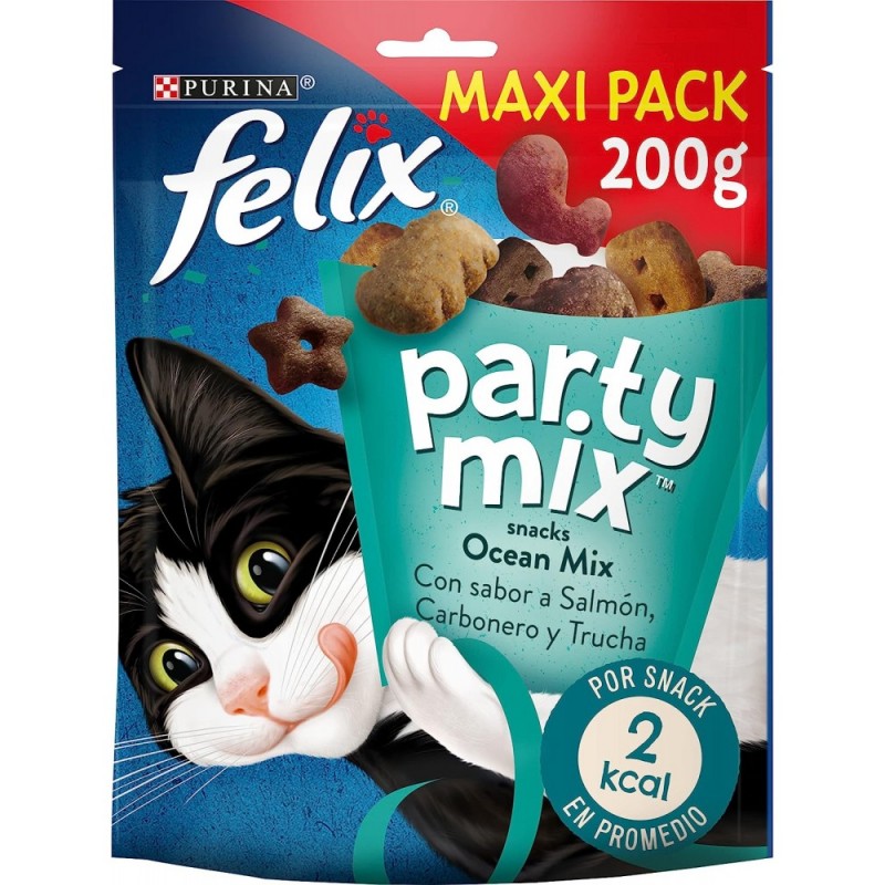Felix Snacks para Gatos Party Mix Ocean Maxipack con Salmón y Trucha