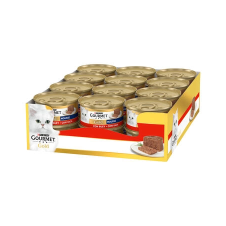 Pack Purina Lata para gatos GOURMET GOLD Mousse Buey 24x 85gr