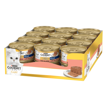 Pack Purina Lata para gatos GOURMET GOLD Mousse Salmon 24x 85gr