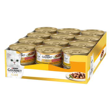 Purina Lata para gatos GOURMET GOLD Bocaditos en Salsa con Pollo & Hígado PACK