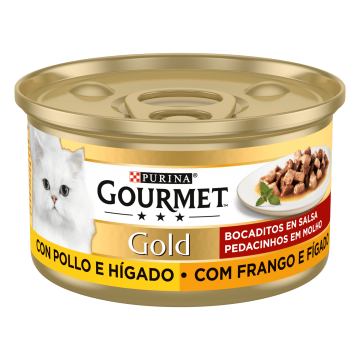 Purina Lata para gatos GOURMET GOLD Bocaditos en Salsa con Pollo & Hígado