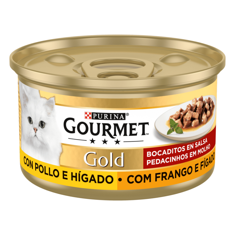Purina Lata para gatos GOURMET GOLD Bocaditos en Salsa con Pollo & Hígado