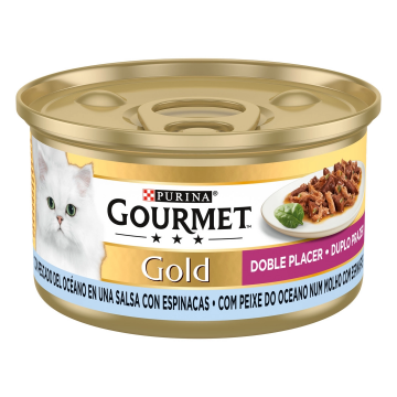 Purina Lata para gatos GOURMET GOLD Doble Placer Pescado del Oceano & Espinacas