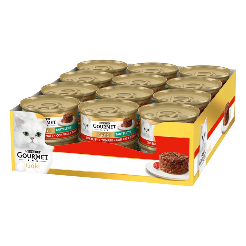 Purina Lata para gatos GOURMET GOLD Tartallette Buey y Tomate 24x 85gr