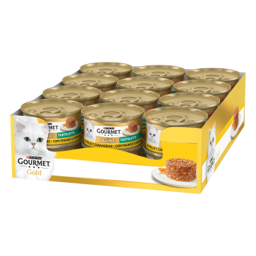 Purina Lata para gatos GOURMET GOLD Tartellette Pollo y Zanahoria 24x 85gr