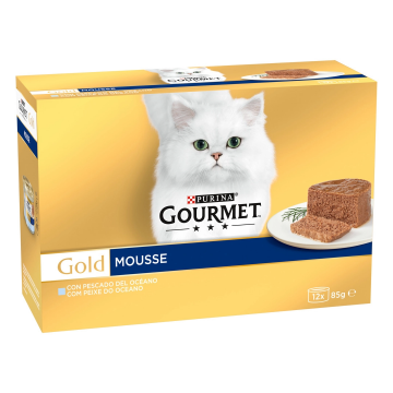 Purina Lata para gatos GOURMET GOLD Mousse Pescados del Oceano Multipack 12x 85 gr