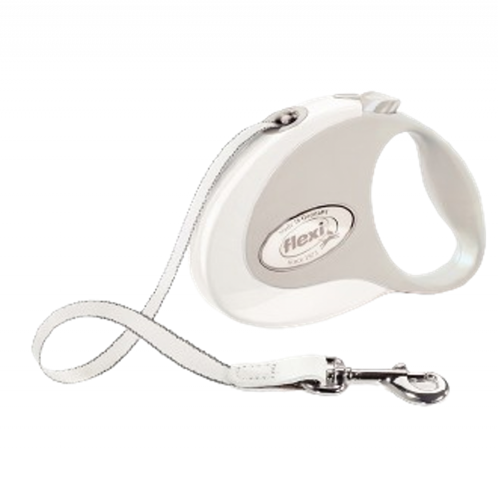 Flexi Correa Extensible Style Talla M con Cinta de 5 m BLANCA