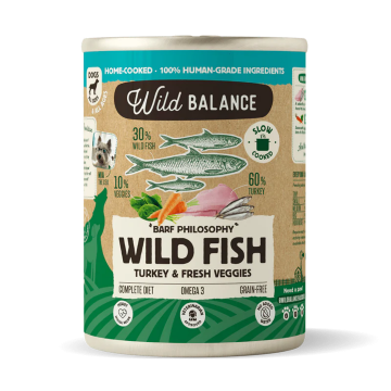 Wild Balance Lata BARF PESCADO SALVAJE Y PAVO con Verduras Frescas