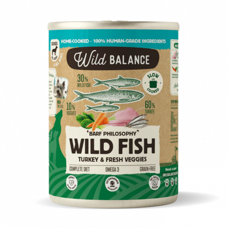 Wild Balance Lata BARF PESCADO SALVAJE Y PAVO con Verduras Frescas