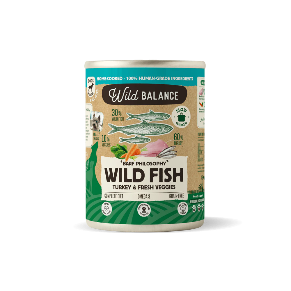 Wild Balance Lata BARF PESCADO SALVAJE Y PAVO con Verduras Frescas