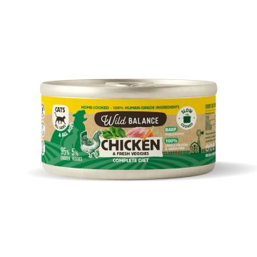 Wild Balance Gato Lata BARF cocinado al vapor POLLO con Verduras Frescas