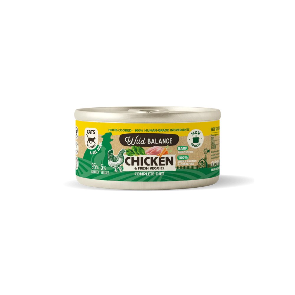 Wild Balance Gato Lata BARF cocinado al vapor POLLO con Verduras Frescas
