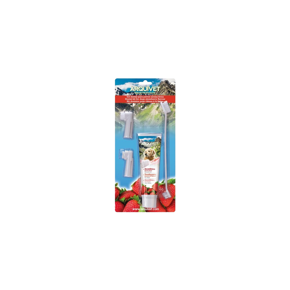 Arquivet Set Dental Para Perros 100 gr sabor fresa