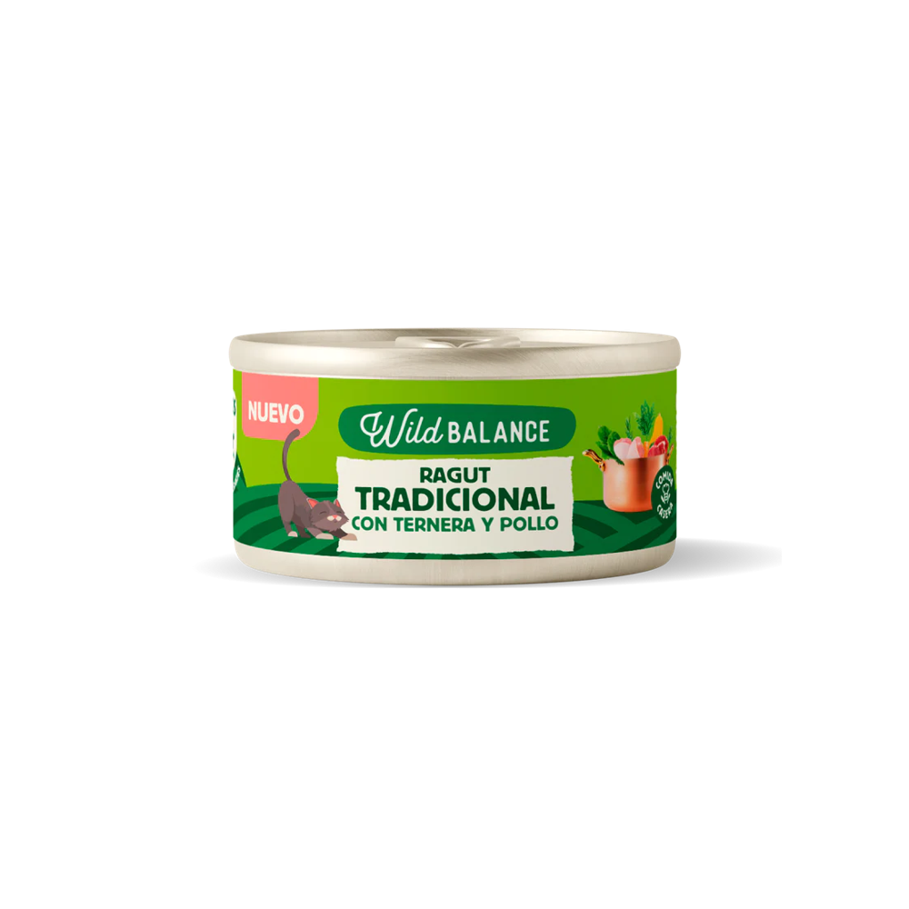Wild Balance GATO Recetas del Chef Lata Ragut Tradicional de Ternera y Pollo