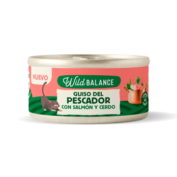 Wild Balance Gato Recetas del Chef Lata Guiso del Pescador de Salmón y Cerdo