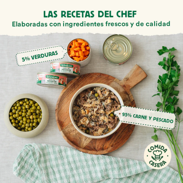 Wild Balance Gato Recetas del Chef Lata Guiso del Pescador de Salmón y Cerdo