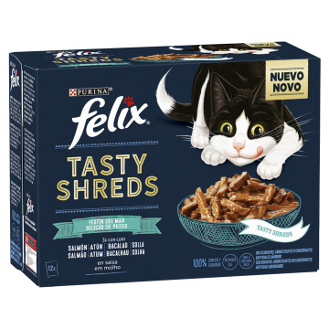 Imagen de Felix Snacks Tasty Shreds Selección de Pescados Comida Húmeda para Gato