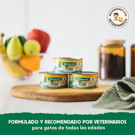 Wild Balance Gato Lata BARF cocinado al vapor CERDO con Verduras Frescas