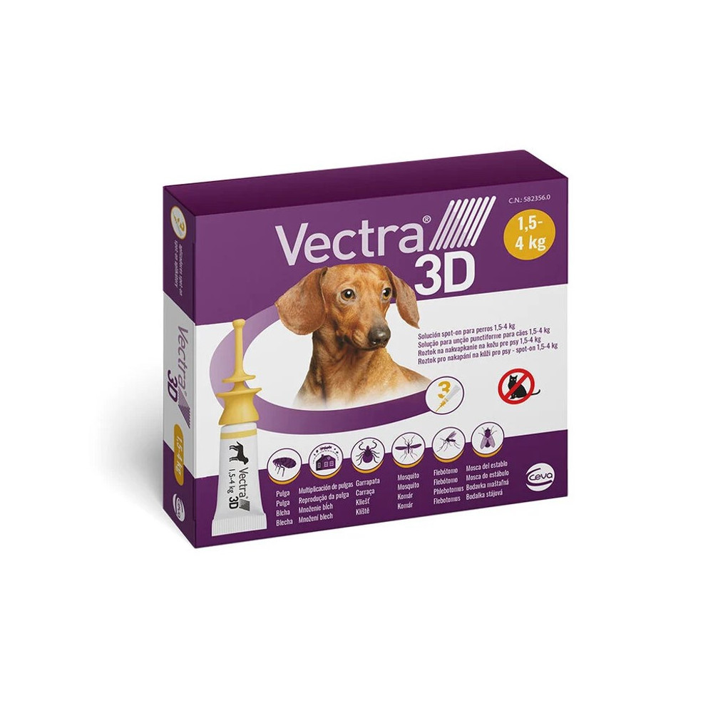 Vectra 3D Pipetas Antiparasitarias para Perros 3 Pipetas (1,5-4 kg)