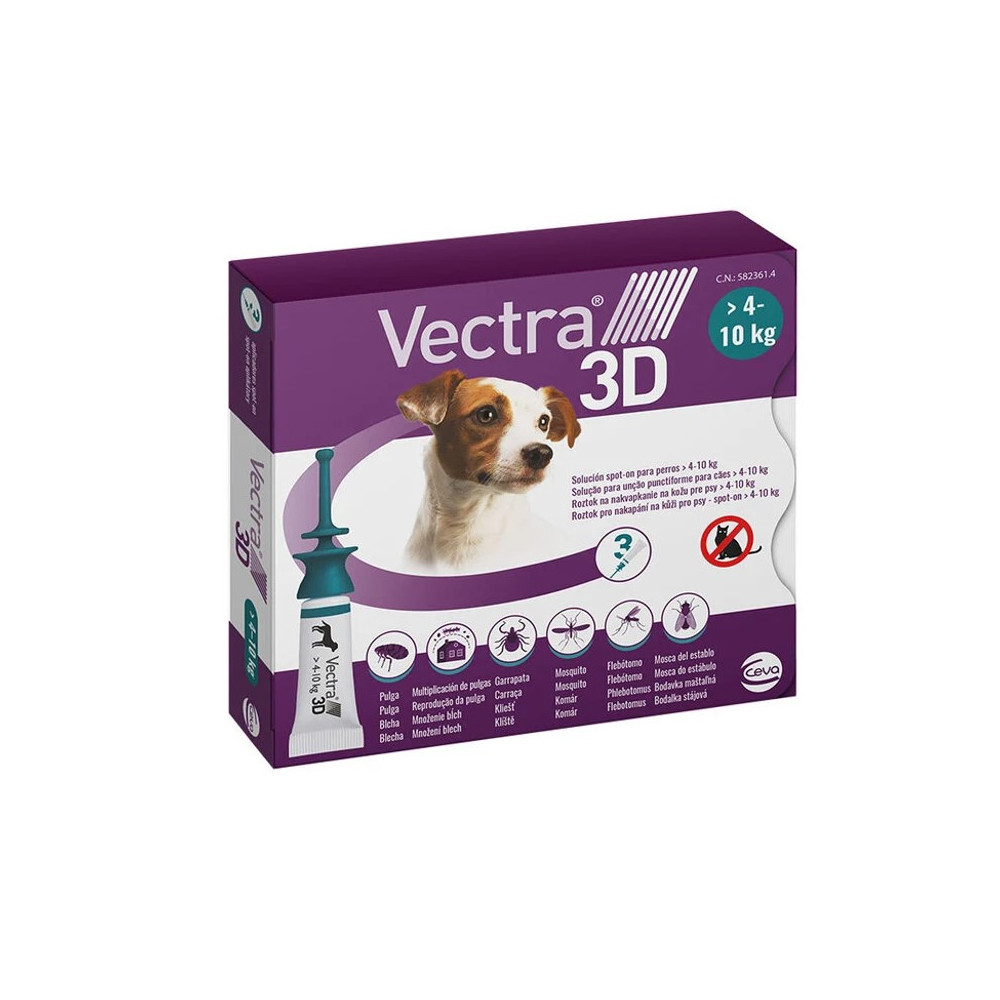 Vectra 3D Pipetas Antiparasitarias para Perros 3 Pipetas (4-10 kg) Vectra 3D Pipetas Antiparasitarias para Perros 3 Pipetas (4-10 kg)