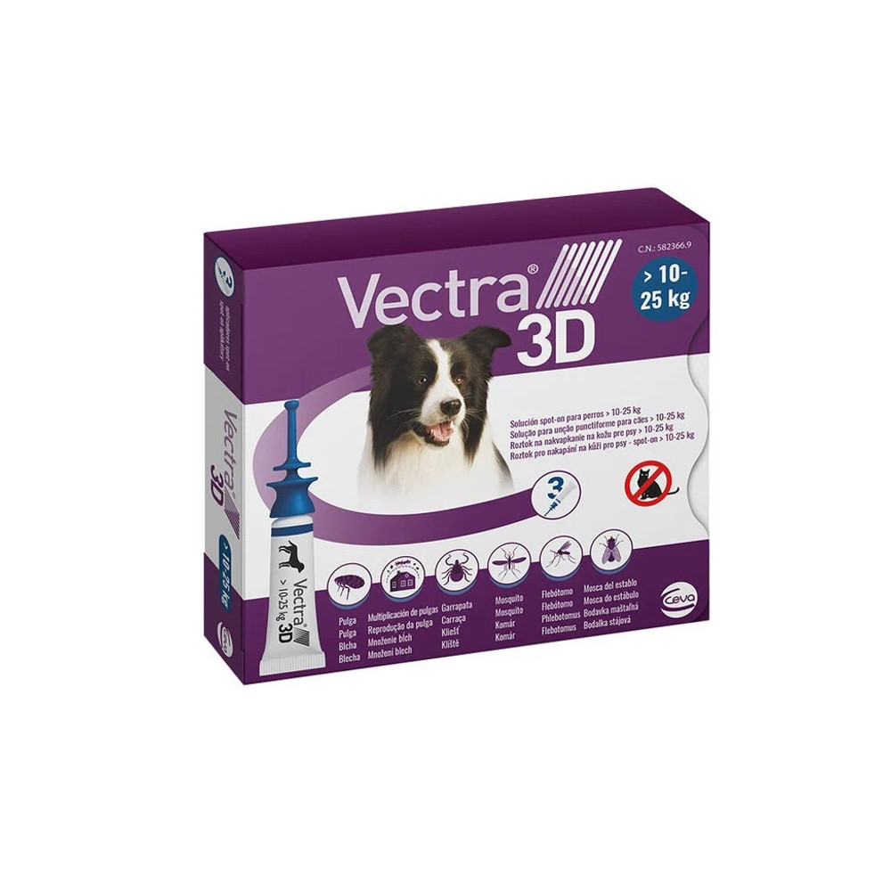 Vectra 3D Pipetas Antiparasitarias para Perros 3 Pipetas (10-25 kg)
