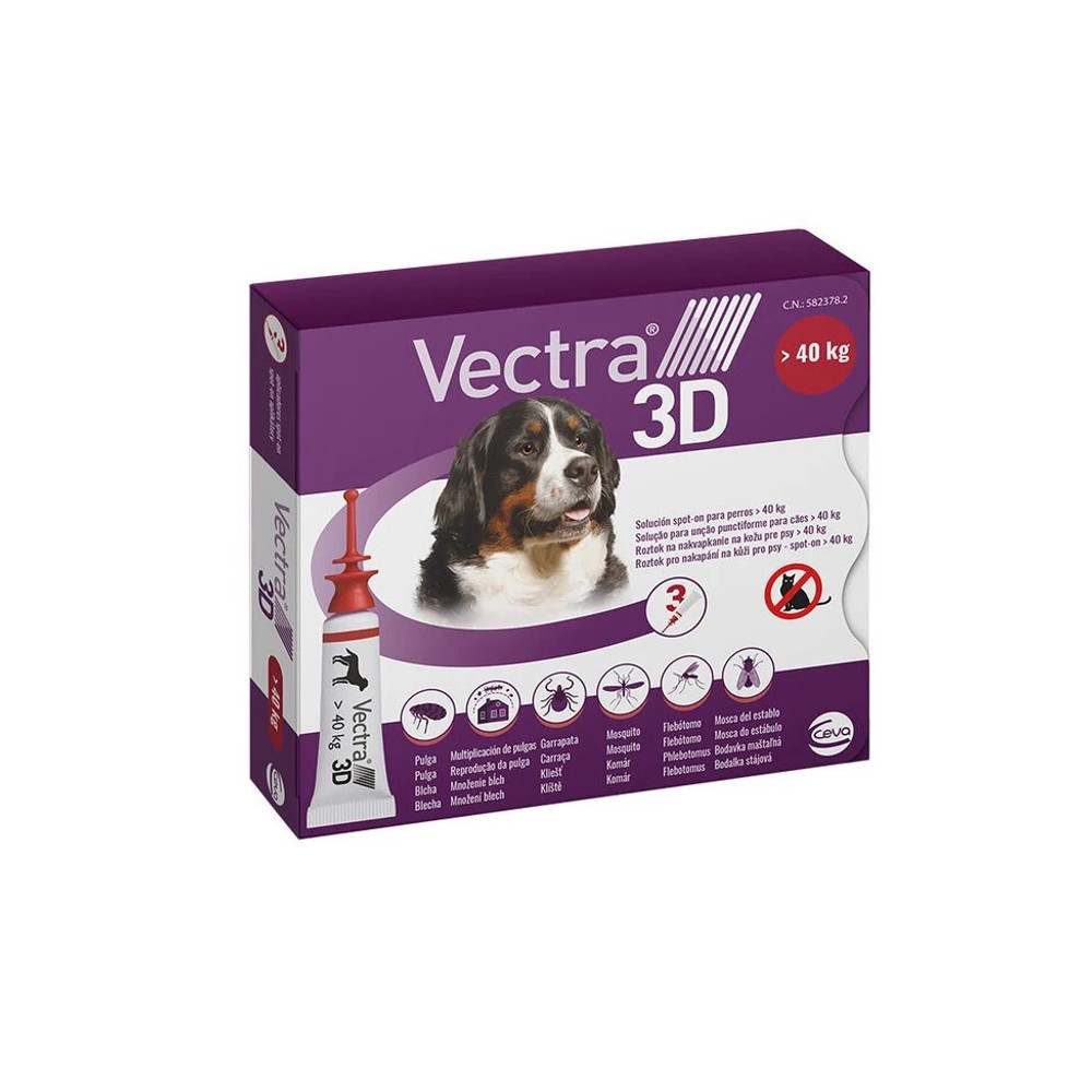 Vectra 3D Pipetas Antiparasitarias para Perros 3 Pipetas (+40 kg) Vectra 3D Pipetas Antiparasitarias para Perros 3 Pipetas (+40 kg)