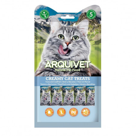 Arquivet Creamy Cat Treats para Gatos de Atún y Bacalao 5 x 14 gr