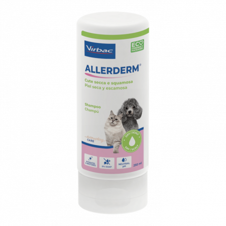 Virbac Champú para Perros y Gatos Allerderm Piel Seca y Escamosa 250 ml