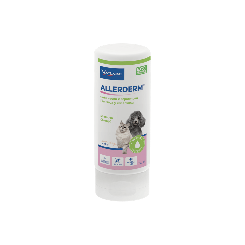 Virbac Champú para Perros y Gatos Allerderm Piel Seca y Escamosa 250 ml
