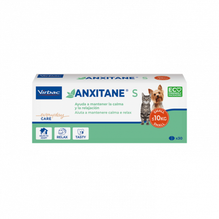 Virbac Anxitane Comprimidos Naturales para Combatir el estrés de Perros y Gatos Talla S