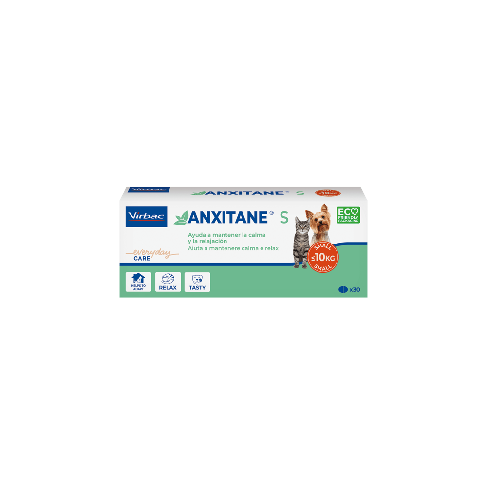Virbac Anxitane Comprimidos Naturales para Combatir el estrés de Perros y Gatos Talla S