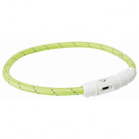 Trixie Collar Aro con Luz Flash USB para Perros Verde