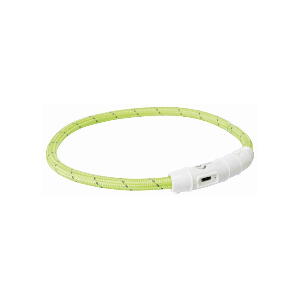 Trixie Collar Aro con Luz Flash USB para Perros Verde