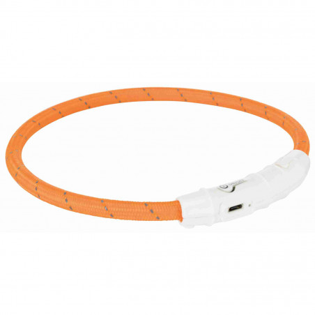Trixie Collar Aro con Luz Flash USB para Perros Naranja