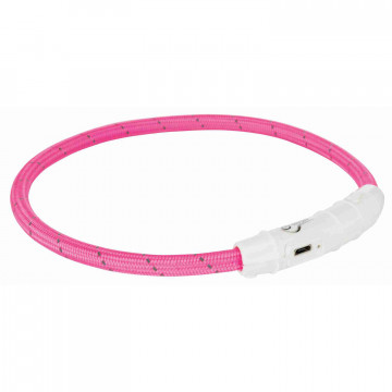 Trixie Collar Aro con Luz Flash USB para Perros Rosa