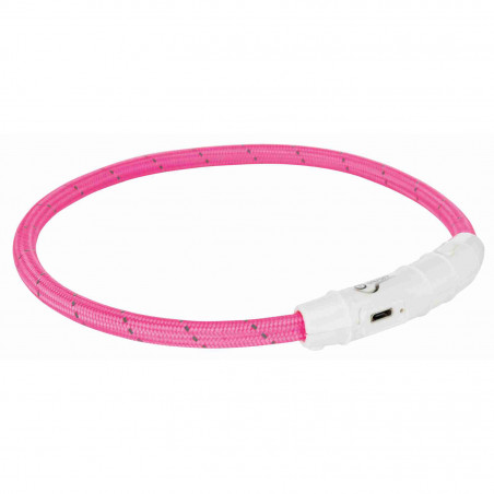 Trixie Collar Aro con Luz Flash USB para Perros Rosa