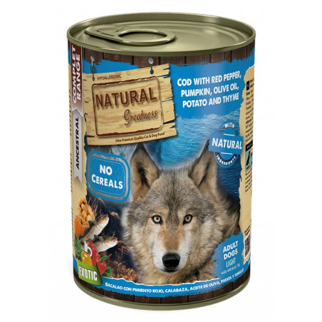Natural Greatness Lata Bacalao con Pimiento rojo, Calabaza, Aceite de Oliva, Patata y Tomillo 390 Gr