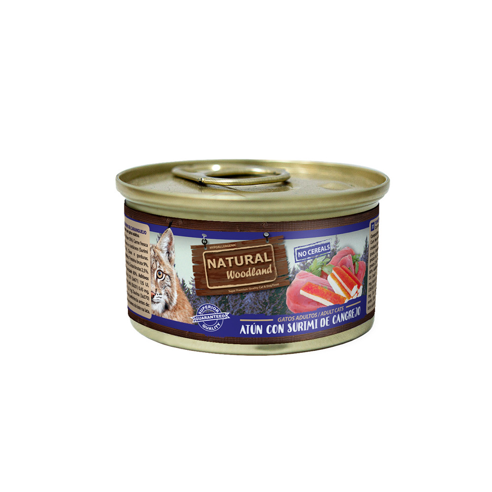 Natural Woodland Lata Gato Atún con Surimi de Cangrejo