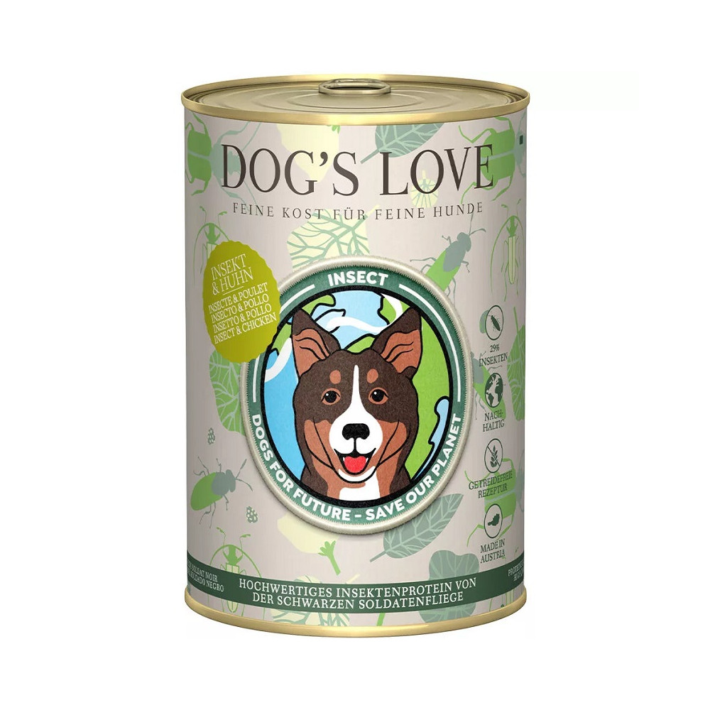 Dog´s Love Lata para Perros de Insectos 400 Gr sabor pollo